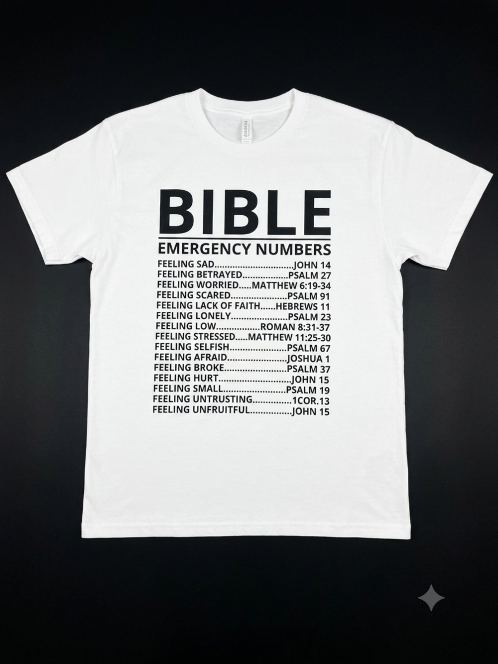 Bible Emergency Numbers Graphic T-Shirt - White